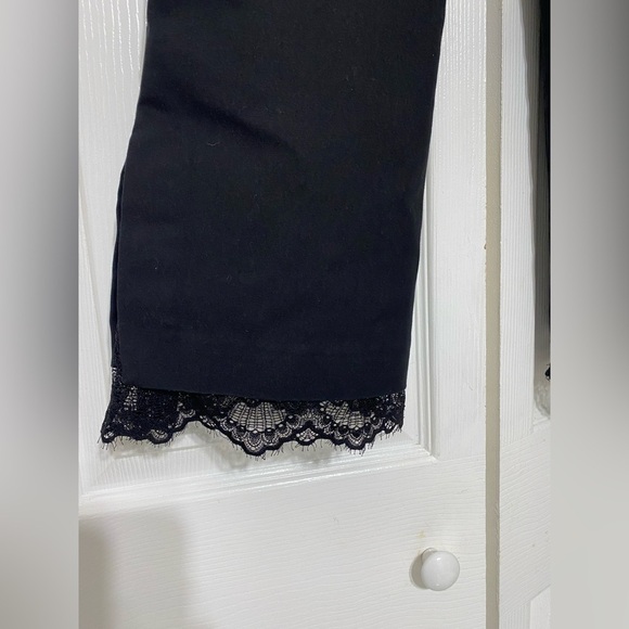 - Ecru Black Pants with Lace Hem size 6 - Picture 3 of 10